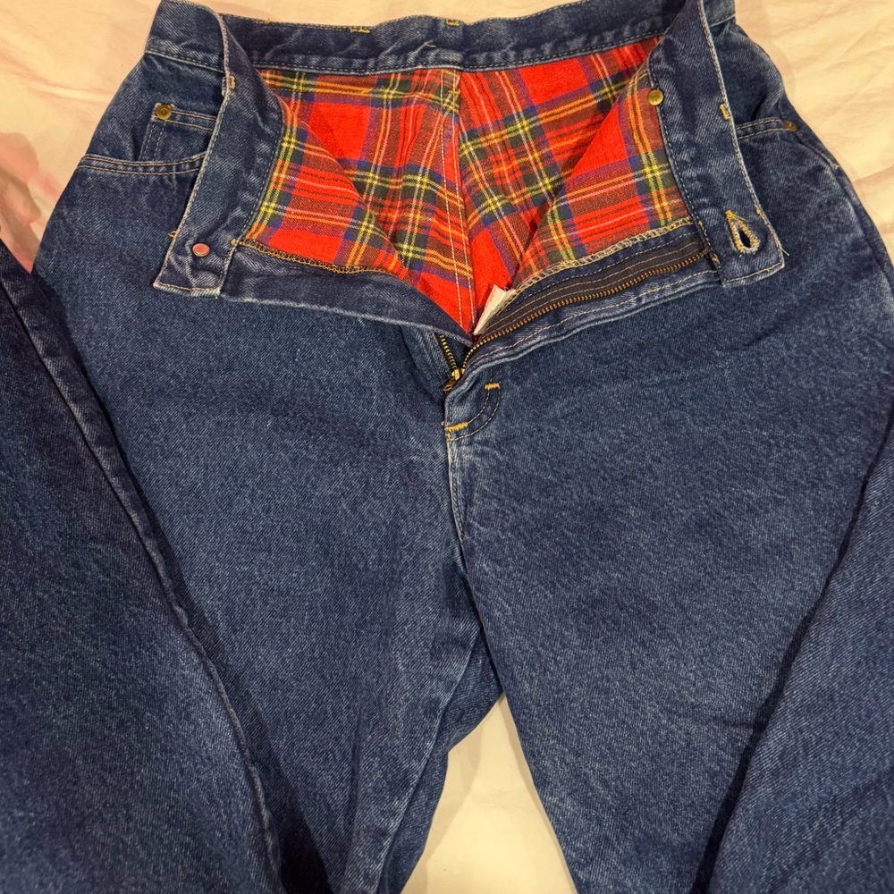 Vintage High Rise Jeans Women’s 16 Plaid Cuff USA Made Straight Leg